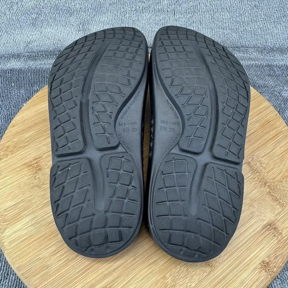 OOFOS OOahh Slide Sandals Mens 6 Womens 8 Black Recovery Comfort Shoes